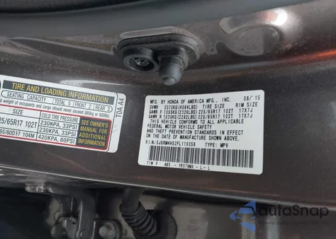 2015 Honda Cr-V Ex from USA, damaged, VIN 5J6RM4H52FL115056